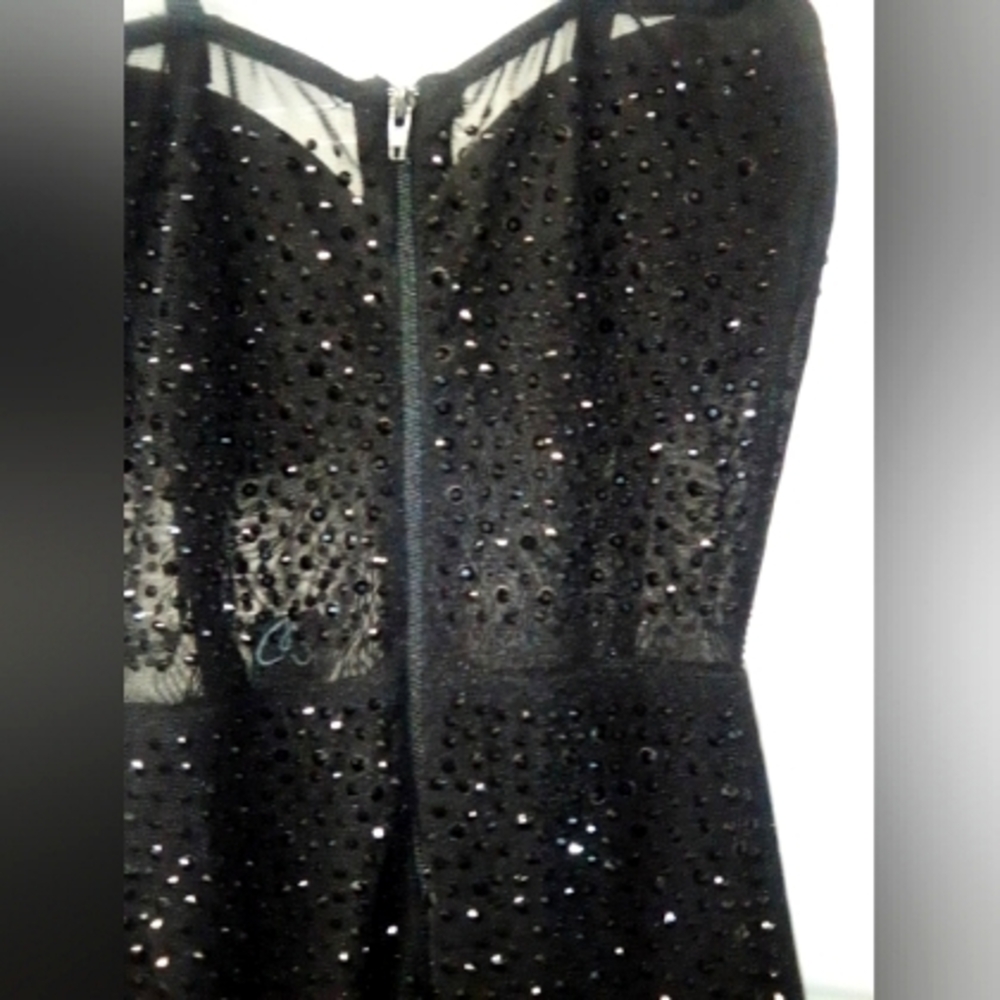Windsor Taylor Black Beaded/Sheer Dress/Gown SZ XS - Picture 8 of 10